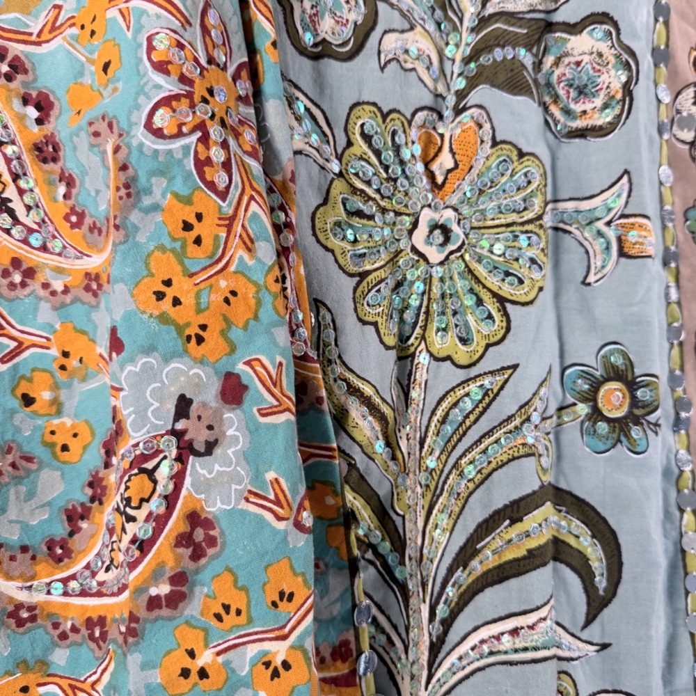 Soft Surroundings Maxi Skirt Womens M Brown Floral Paisley Sequin Embellished - Picture 6 of 10